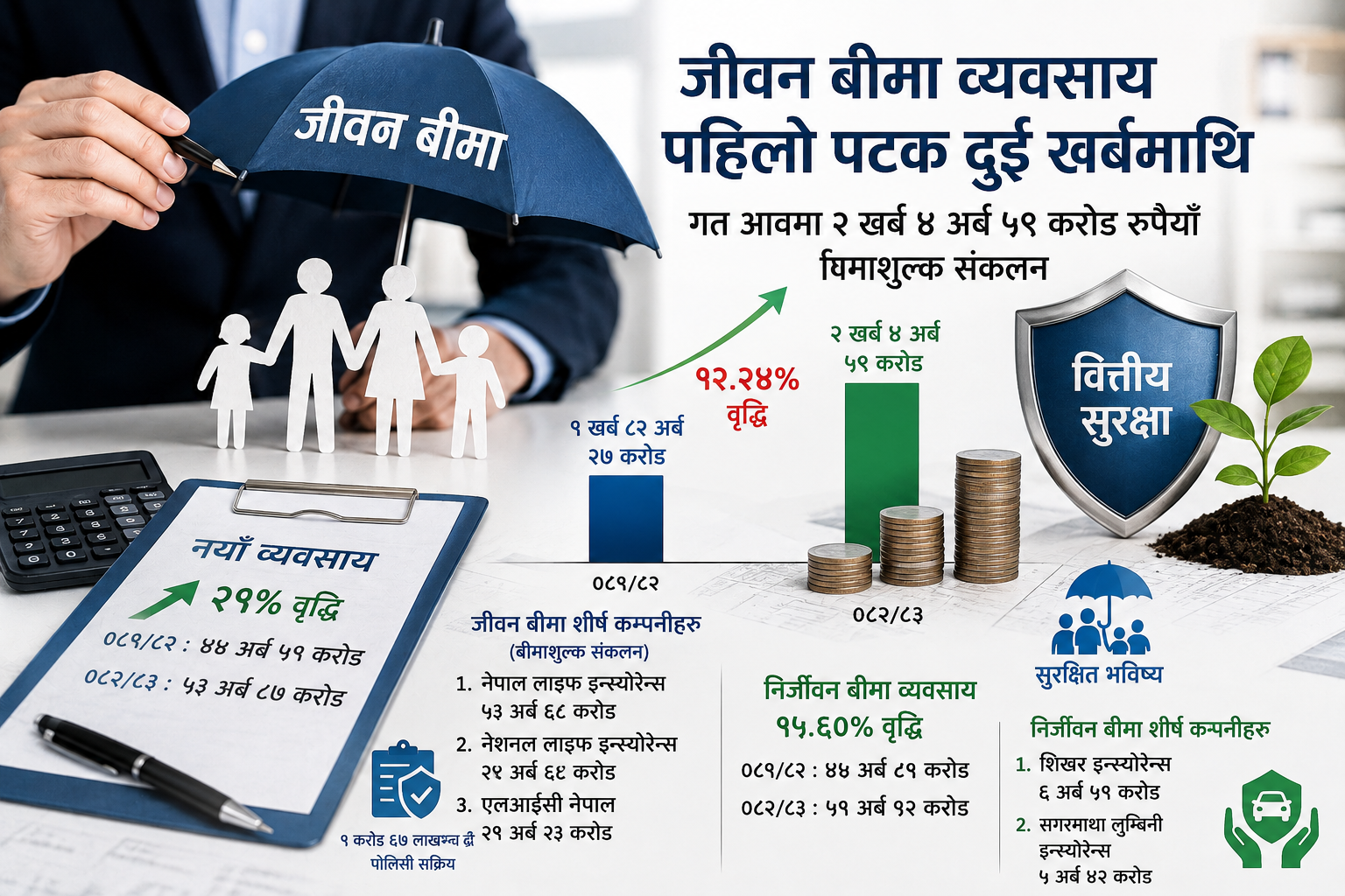 जीवन बिमा व्यवसाय पहिलोपटक दुई खर्ब नाघ्यो, नयाँ व्यवसायमा २१ प्रतिशत वृद्धि